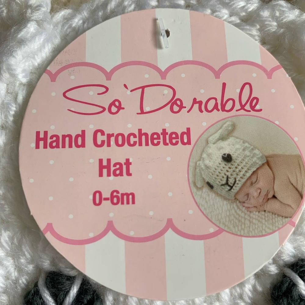 Hand Crocheted White Easter Bunny Hat - Picture 2 of 4